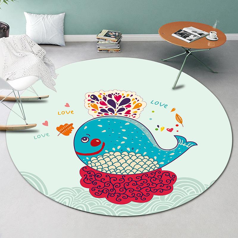 Decorative Carpet Cartoon Printed Area Rugs Round Carpet for Living Room Floor Mat Anti-Slip Mat