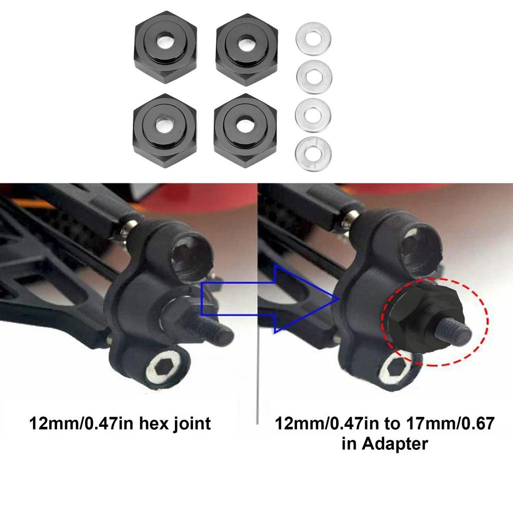 4pcs RC Hex Coupler Professional Aluminum Alloy RC Wheel Hex Adapter for 1Celsius10 RC Cars