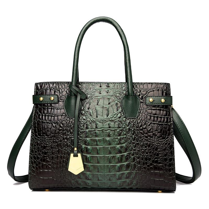 New Fashion Style of Women's Annual Bag for Four Seasons Crocodile Pattern Large Capacity Middle-aged Mother Bag Hand-held Shoulder Slant Straddle