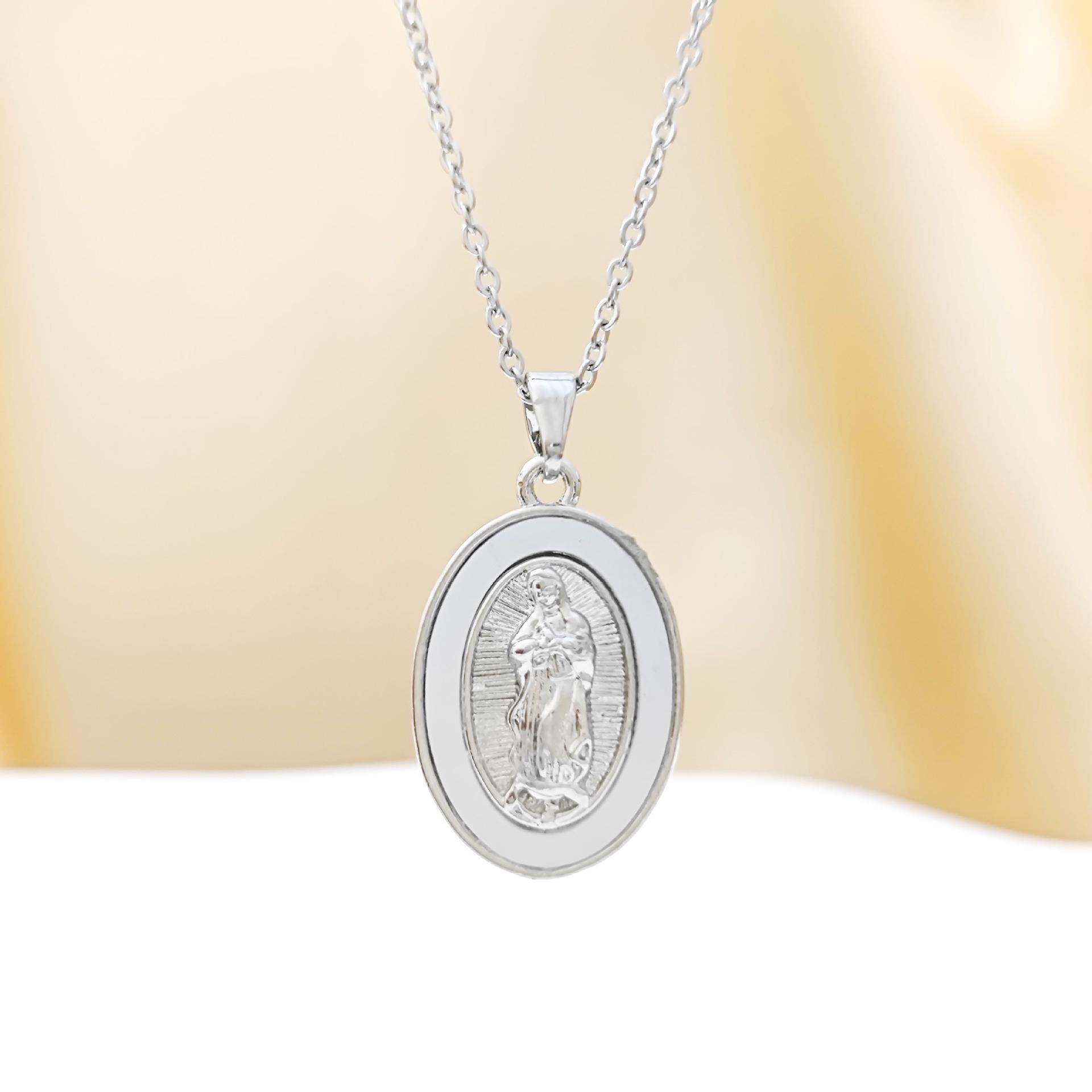 European & American Women s Virgin Mary Gold-Plated Pendant Necklace