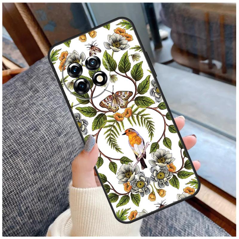 Orange Flower Pattern Case For OnePlus Nord CE 2 3 Lite 2T N10 N20 N30 Ace 8T 9RT 10T 10R 8 9 10 Pro 11 Coque
