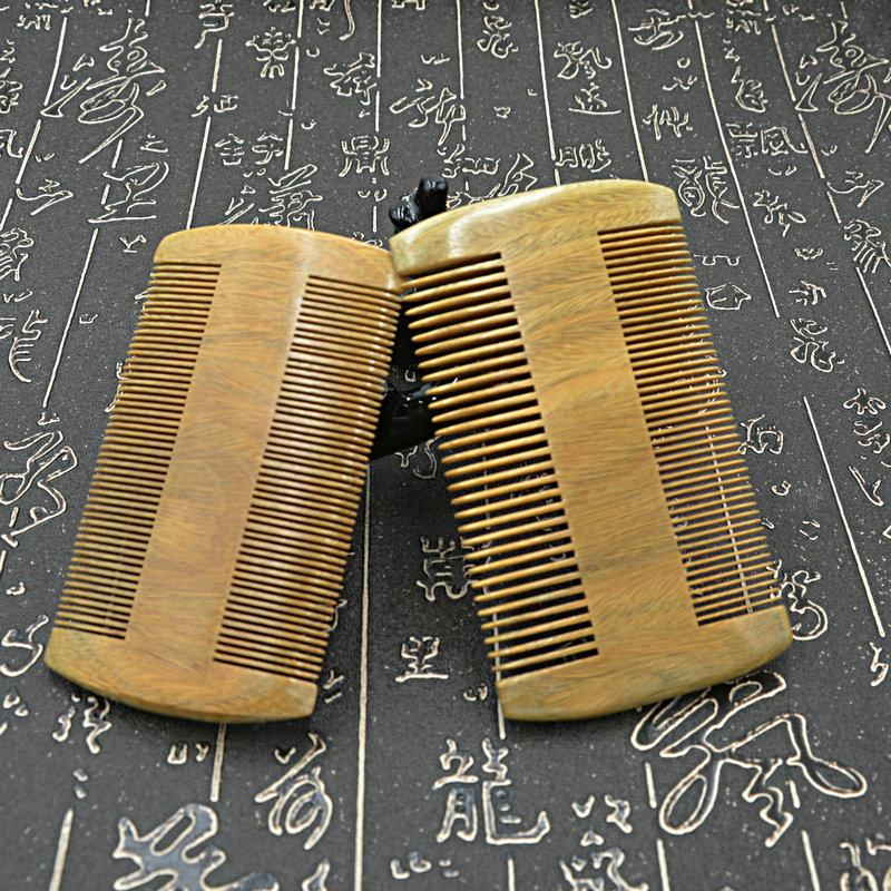 Green Sandalwood Fine-Toothed Lice Comb with Free Engraving - Anti-Dandruff Hair Care Tool