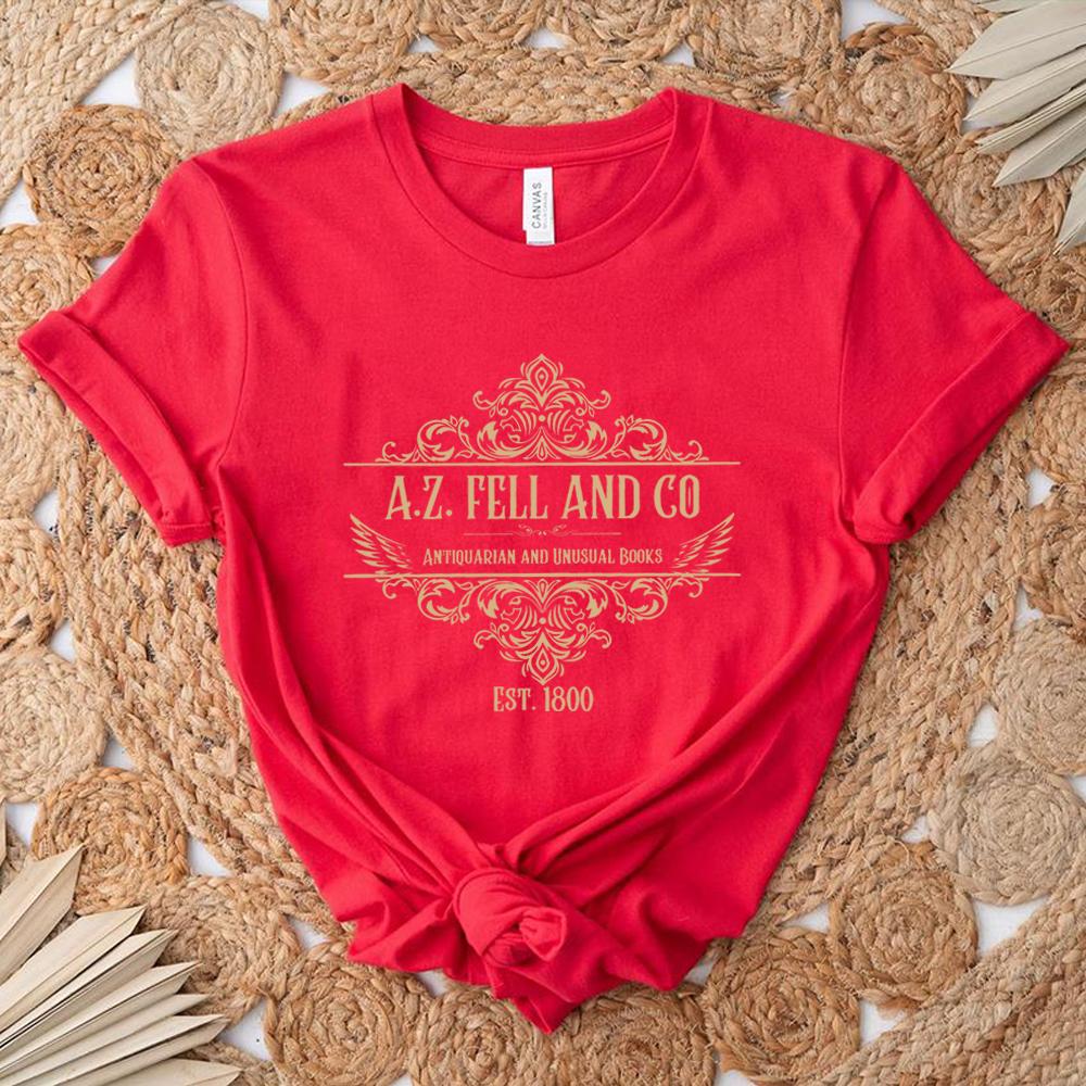 Good OUnisexs Tshirts Women AZ Fell and Co Antiquarian and Unusual Books T Shirt Retro Womens Clothing Unisex Casual Tops