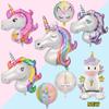 Large Unicorn Balloon Birthday Party Decorative Horse Head Balloon Closed Eyes One-Horned Horse Aluminum Film Balloon