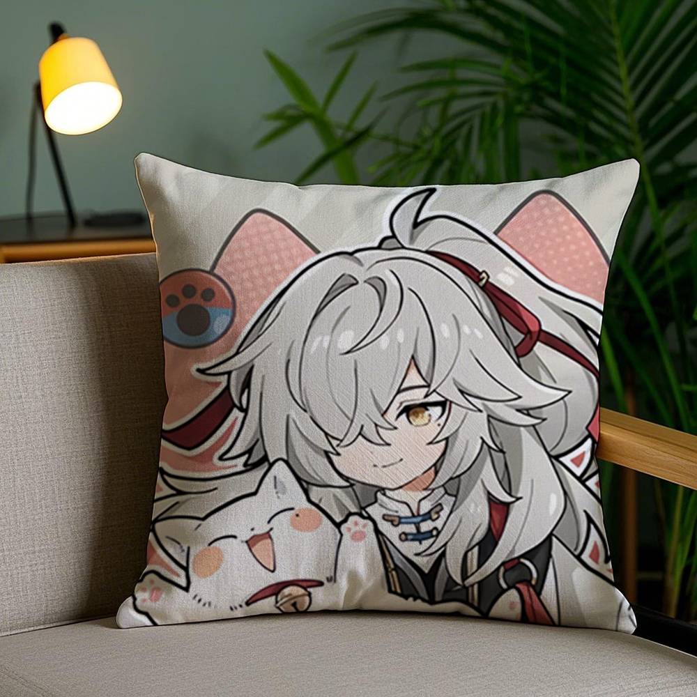 Chibi Cute Honkai Star Rail Pillow Case Office Sofa Dorm Chair Back Short Plush Double-sided Printing Home  Cushion Cover