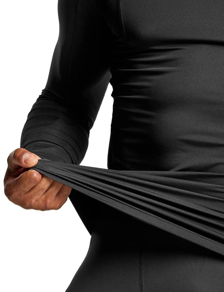 Tesla Sports and Compression Cold Inner Running Sports Thermal Men's High-Neck Undershirt, 2-Piece Set, Fleece-Lined, Moisture-Wicking, Quick-Drying,
