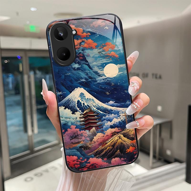 

For Realme 10 4G Realme10 Pro Plus 5G Tempered Glass Phone Case Anti-drop Protective Fashion Dragon Astronaut Hard Back Cover Realme 10 Pro Plus
