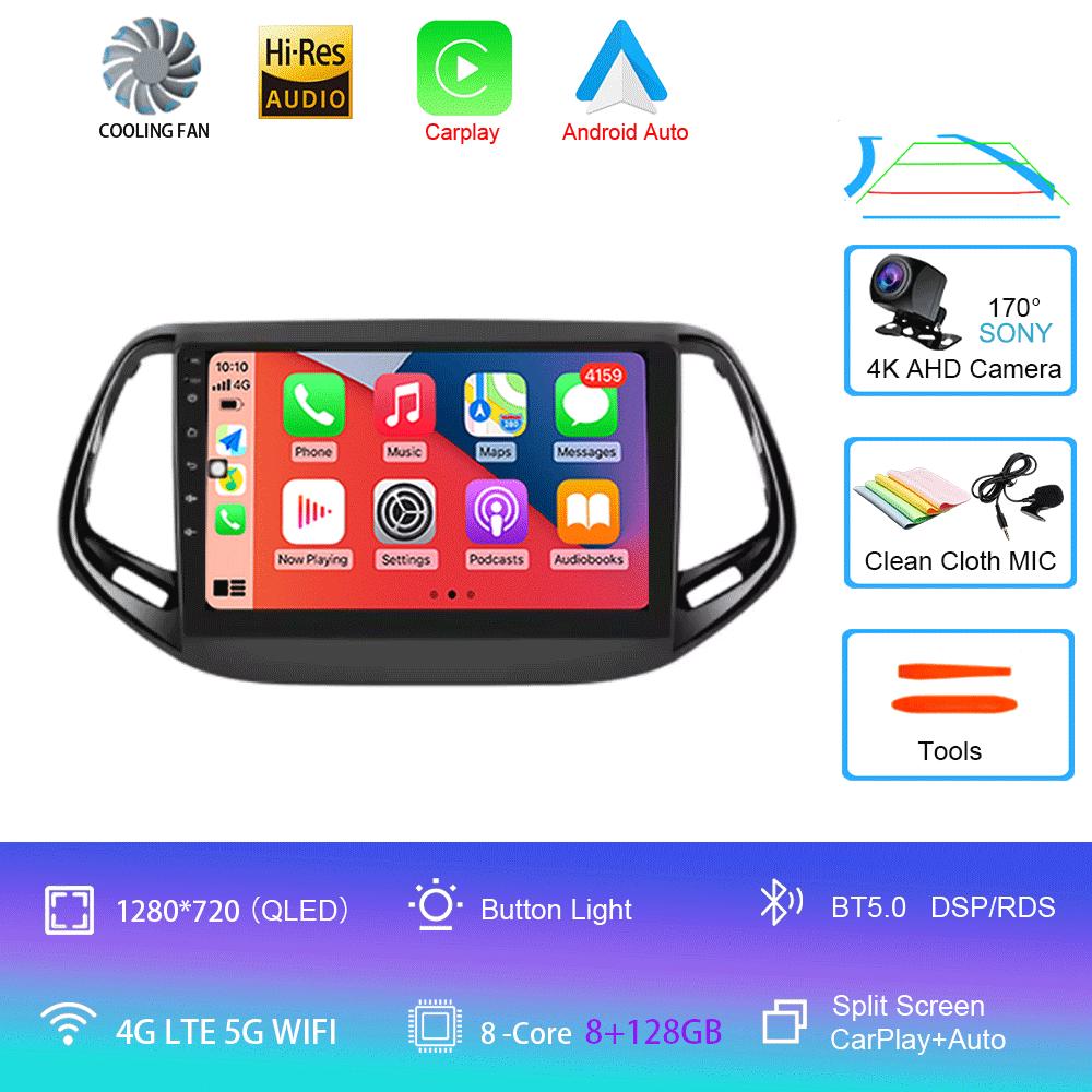 For Jeep Compass 2017 - 2019 360 Camera Head Unit Android 14 Video Player Car Radio Autoradio Multimedia GPS Navigation Monitor