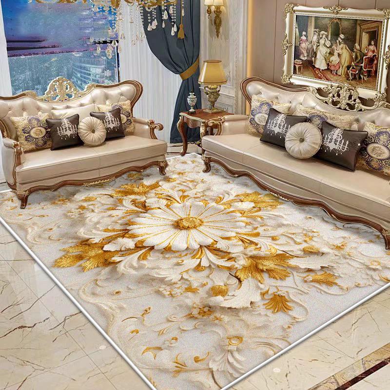 European Style Large Living Room Rugs Luxury Decor Home Bedroom Fluffy Plush Carpet Dining Room Washable Antiskid Soft Mat Floor