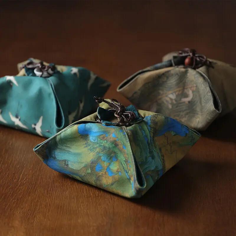 Čínský čajový konvička Šálek Úložná taška Přenosný venkovní cestovní balíček Látková taška Nádoby Balíček Gaiwan Čajová sada Útulné Útulné