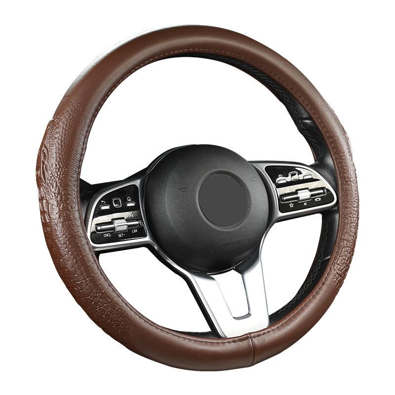 Crocodile Grain Steering Wheel Cover Rear Leather Protective Case Car Steering Wheel Universal Alligator Handle Cover D