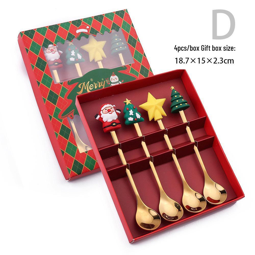 Creative Cartoon Stainless Steel Spoon & Fork Set: Coffee Stirrer, Fruit Fork, Christmas Gift