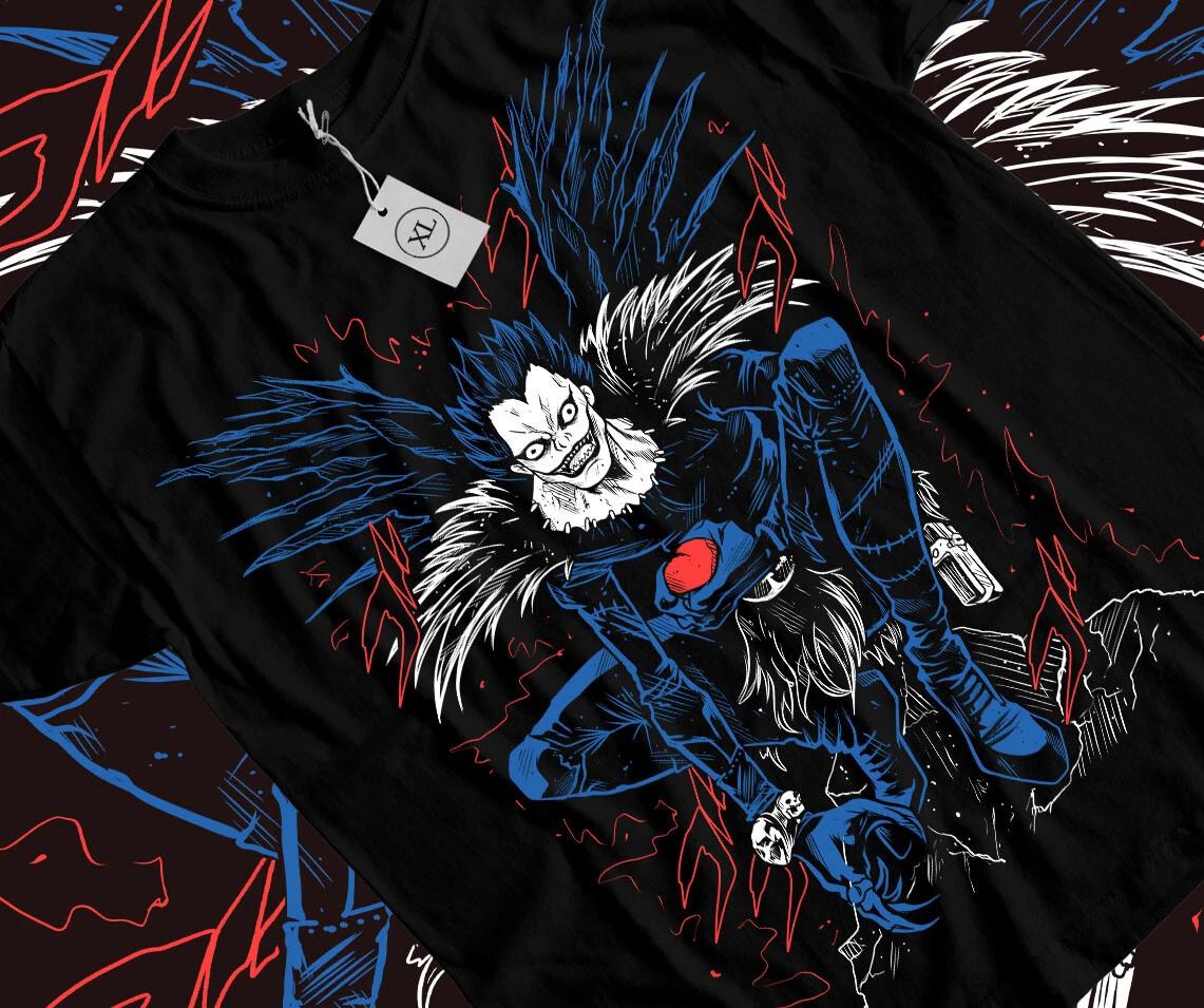 

Kira Ryuk T-Shirt Death Note Horror Anime Black Graphic Tee Gifts Shirt All Size M