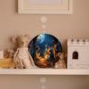 Wooden Festive Nativity Scene Sign, Circular Mark, Suitable for Living Room, Wall, Home Decoration, 8x8 Inch, 1Pc