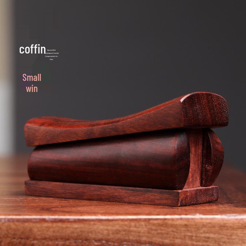 Purple Sandalwood Ebony Wood Carved Coffin Ornament for Home Decor