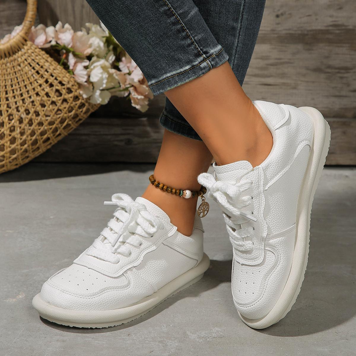 

Модные водонепроницаемые нескользящие кожаные туфли с полным лицом, женские мягкие кроссовки без усталости для бега, летний сезон 40 белый