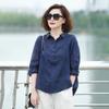 Women's Shirt Half Sleeve Lapel Loose Fit Thin Shirt Tops Buttons Neckline Pullover Tops Jacquard Print Solid Color