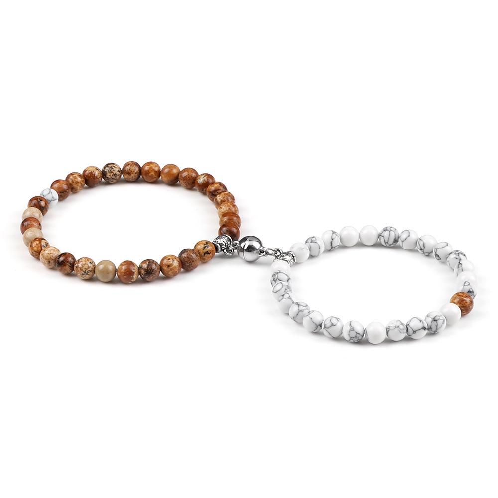 6mm Magnetic Couple Bracelets Set - Memorial Gift for Him & Her