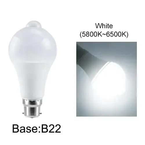 

Motion Sensor LED Bulb Light E27 B22 Base 12W 15W 18W 20W Smart Bulb ON/OFF Auto Energy Lamp 85-265V For Bedroom Stair Garage 12W