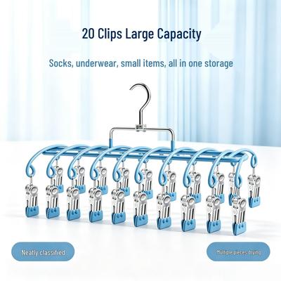 Multi-Clip Windproof Drying Rack with 20 Clips for Underwear, Socks, and Baby Clothes Storage