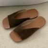 Fashion High Quality Faux Suede Square Toe Designer Brand Sandals Women Summer Sexy Open Toe Flat Sandal Comfortable Vacation Beach Shoe