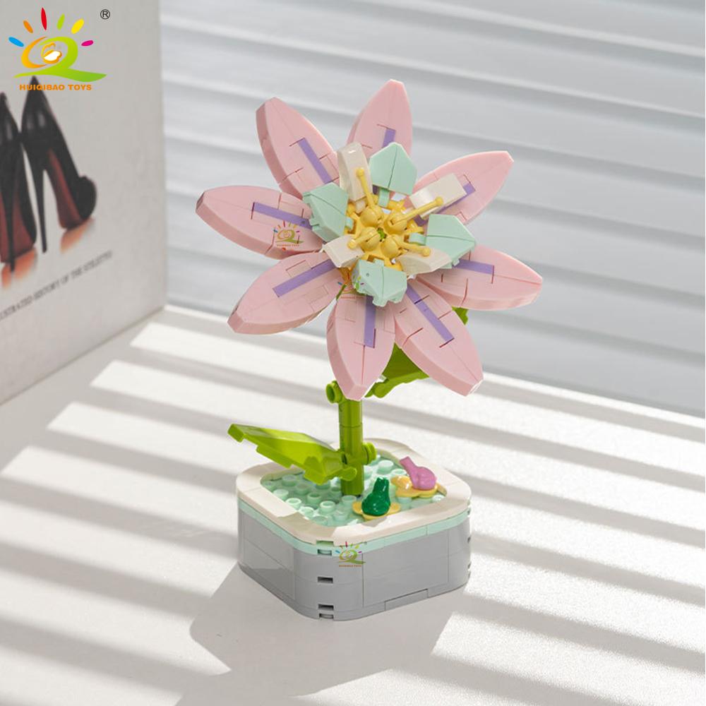 Non-Toxic Moc Insect Flower Building Blocks Flowerpot Bonsai Romantic Gift For Children Bricks Diy Potted Plants Model Kids Ornament