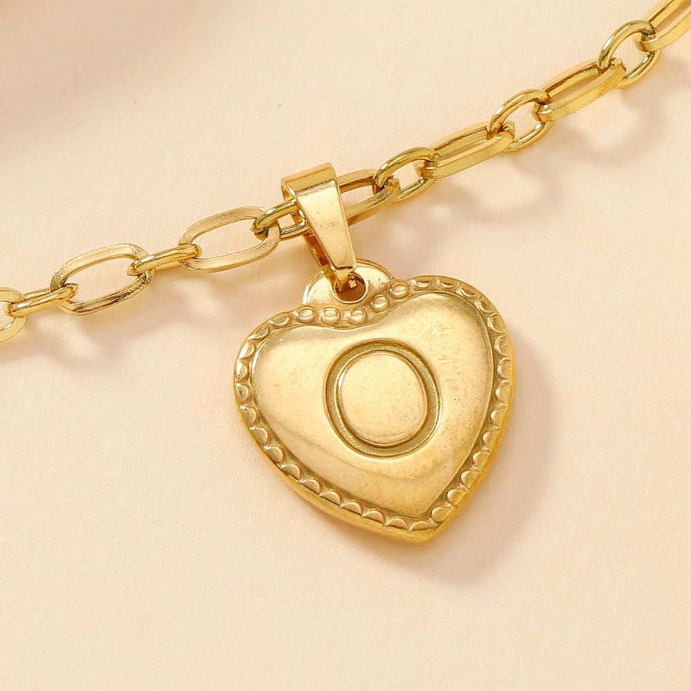 316L Stainless Steel Initial Necklace Letter Heart Pendant Chain For Women Jewelry Accessories
