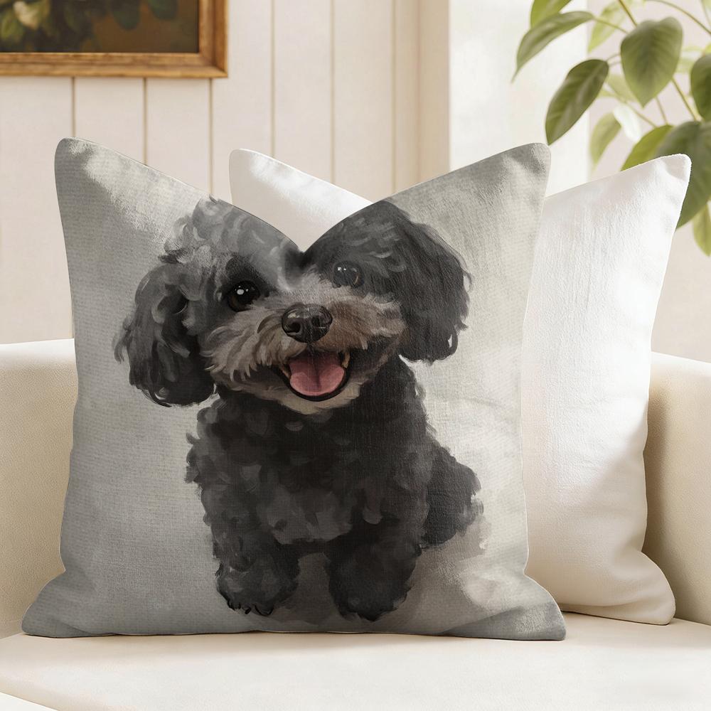 Dog Fashion Cushion Cover Summer Linen Pillow Case Organic Fabric Cushion Cover DoubleSided Print Sofa Home Decor
