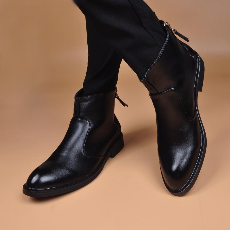 England style mens fashion chelsea boots  designer shoes cowboy original leather boot spring autumn ankle botas masculinas