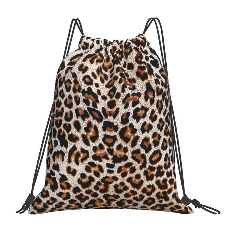 

Leopard Cheetah Print Drawstring Backpack Women Men Lightweight Foldable Sport Gym Sackpack Portable Training Storage Sackpack