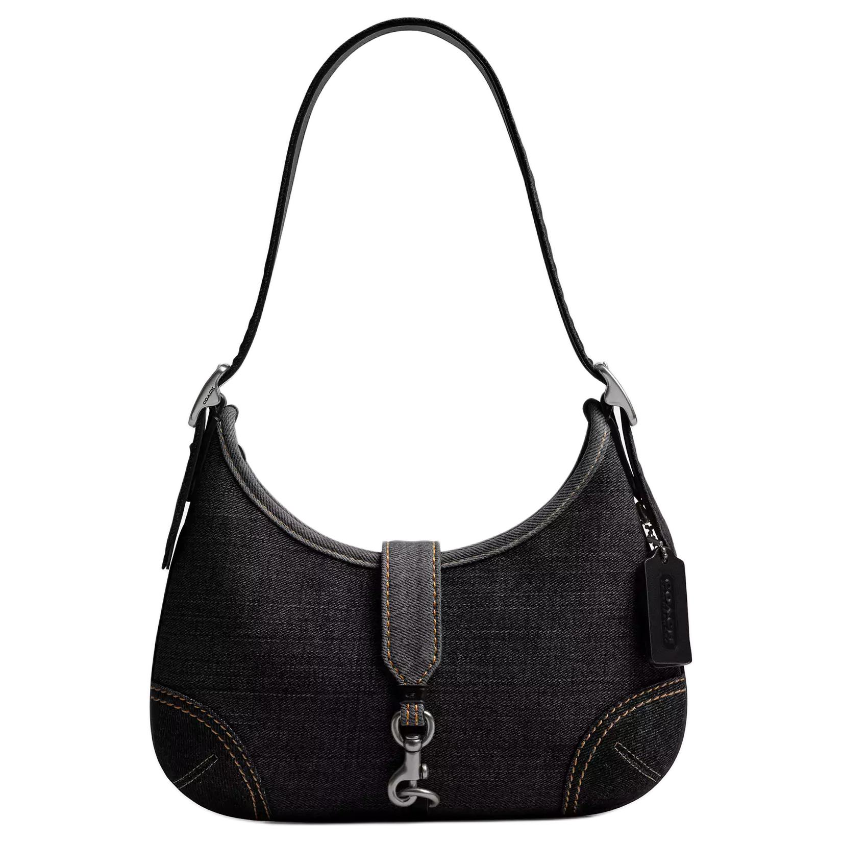 

Coach Hamptons 28 Adjustable Handle Built-In Card Slot Denim Slouch Bag Tote Shoulder Bag Large Women bags Black CW647-LHBLK Basic Set (Bag+Dust Bag)