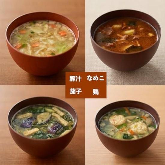 4-type Set Muji Miso Soup Utilizing Ingredients (fried Eggplant Pork Nameko Mushrooms Chicken Tsukune) 4 Servings Each Total 16 Instant Freeze-dried
