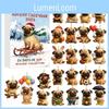 Christmas Pug Cat Horse Corgi Collection Acrylic Gift Box With 24 Pet Figures For Holiday Party Decor