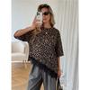 T-Shirt for Women Summer Leopard Plus Size Long Sleeve Top Round Neck Casual Stretch Loose-Fit T-Shirt