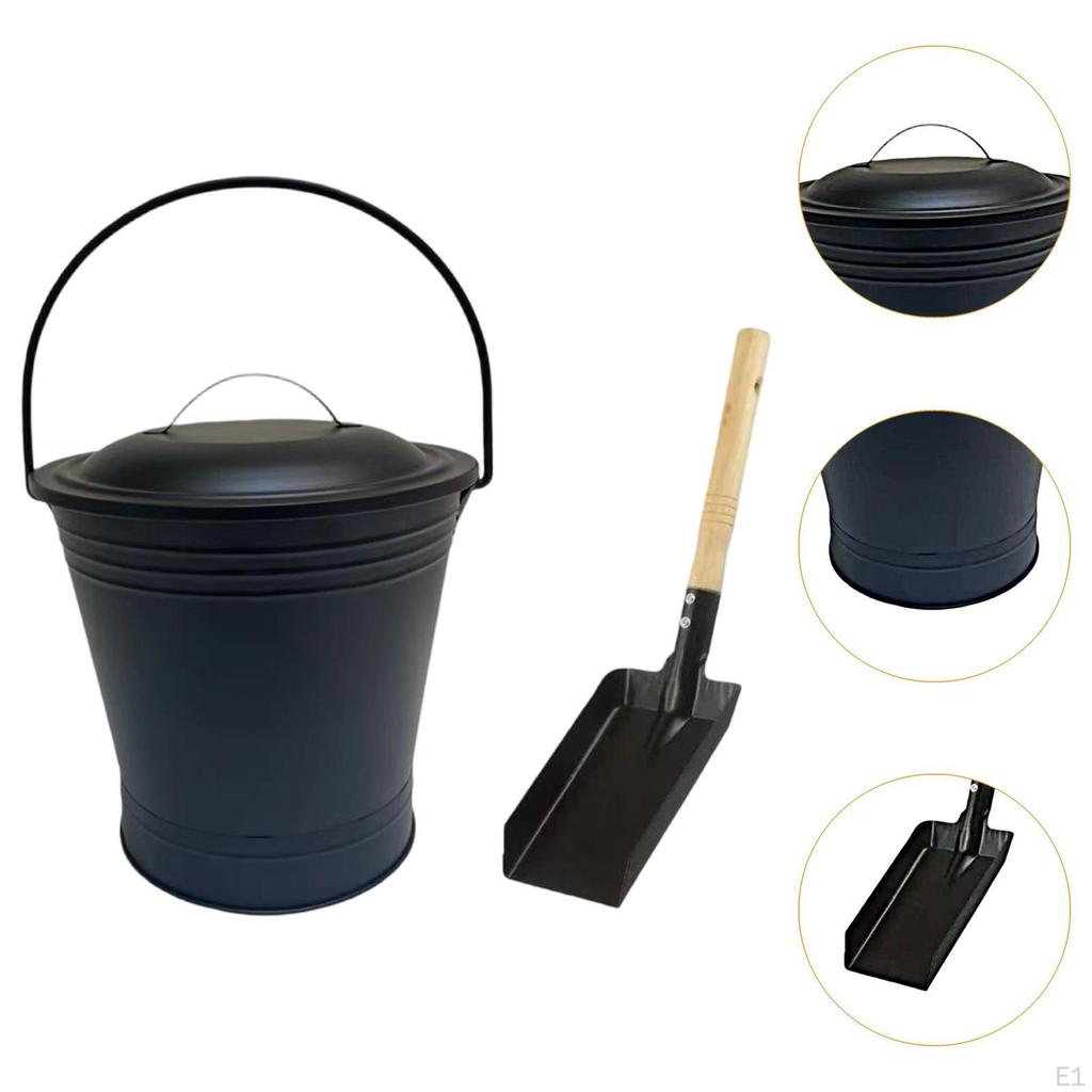 11.2L Ash Bucket Fireplace Efficient Accessories Multifunctional Iron Can Shovels for