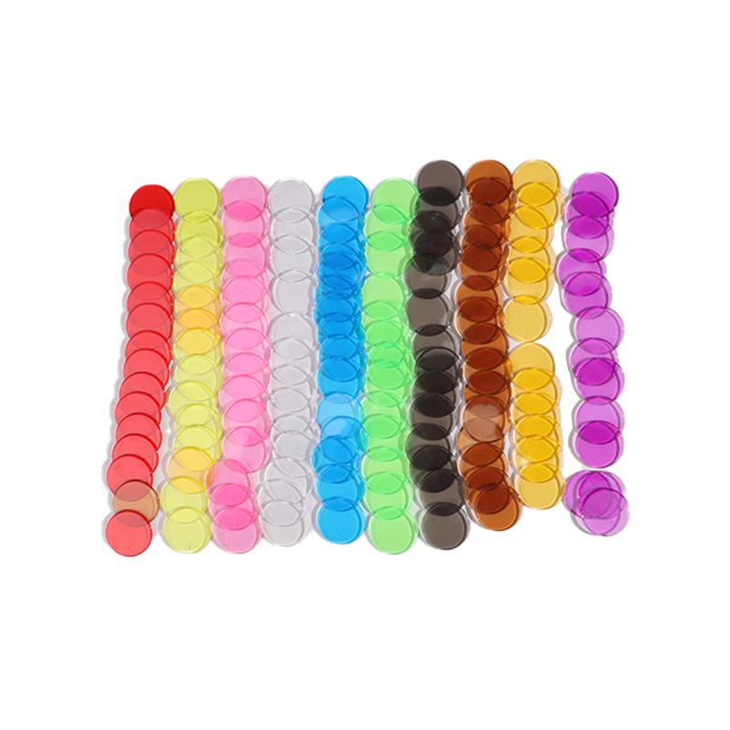 19mm Transparent Solid Color Round Chips - 10 Colors for Early Education & Montessori Math Counting Aids