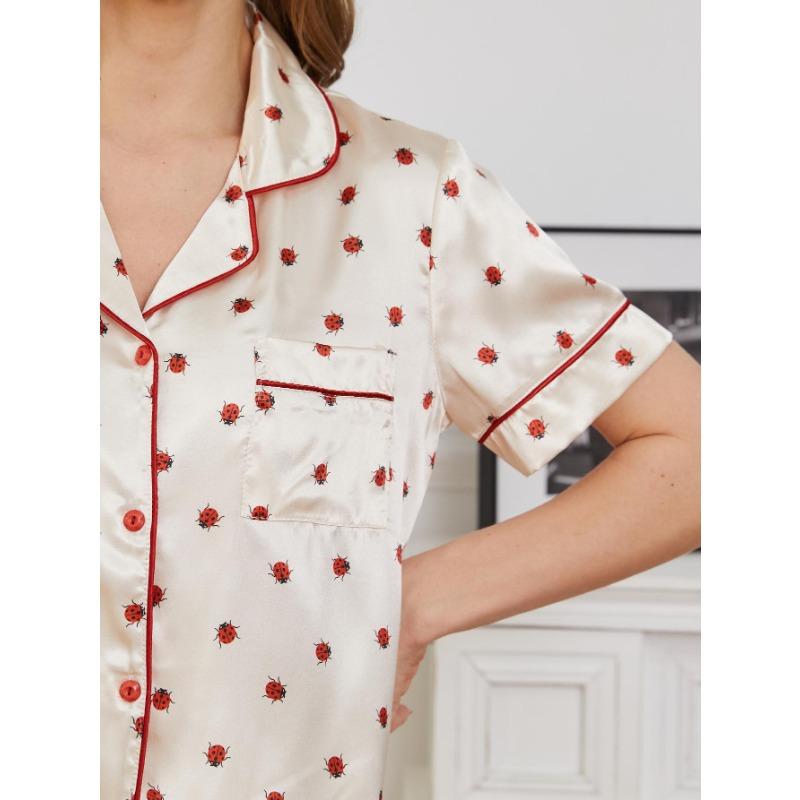 Pijamale de vară pentru femei, secțiune subțire din mătase de gheață, timp liber, pantaloni cu mâneci scurte, primăvară și toamnă, îmbrăcăminte de acasă din două piese