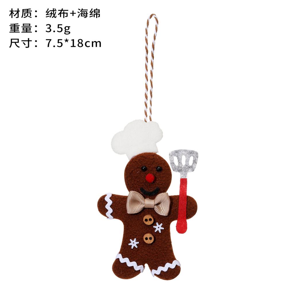 Cross Border Gingerbread Man Christmas Pendant Christmas Tree Decoration Scene Arrangement Props Plush Chef Gingerbread Man