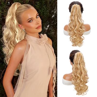 Coda di cavallo lunga ondulata sintetica con clip in extension per capelli, coda di cavallo con artiglio, capelli per donne, capelli finti, uso quotidiano