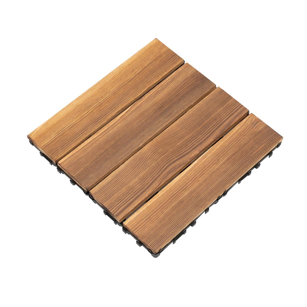 36-Piece Hardwood Interlocking Patio Deck Tiles, Wooden Interlocking Floor Tiles, 12" × 12" Interlocking Patio Deck Tiles