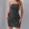 European and American Hot-selling Elastic Net Hot Diamond Sexy Colored Diamond Hip Dress HD