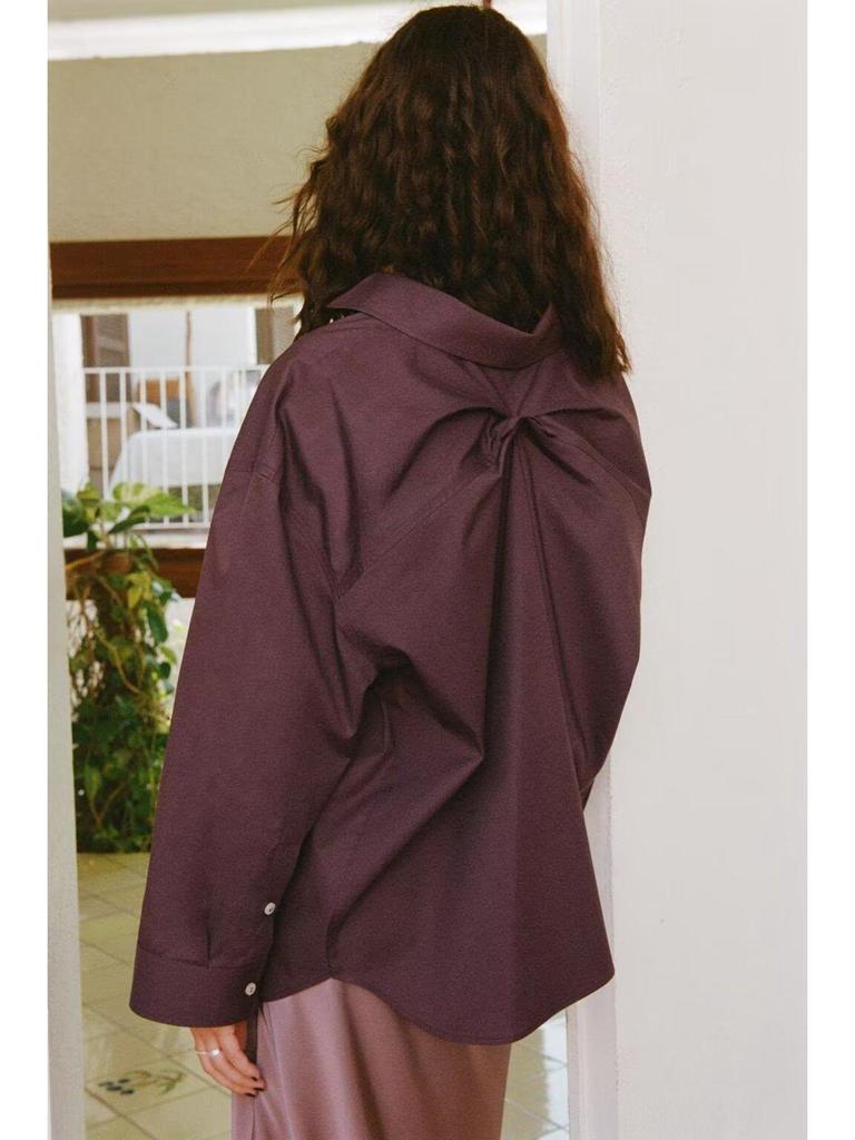 European & American French Commuter Style Pleated Loose Shirt