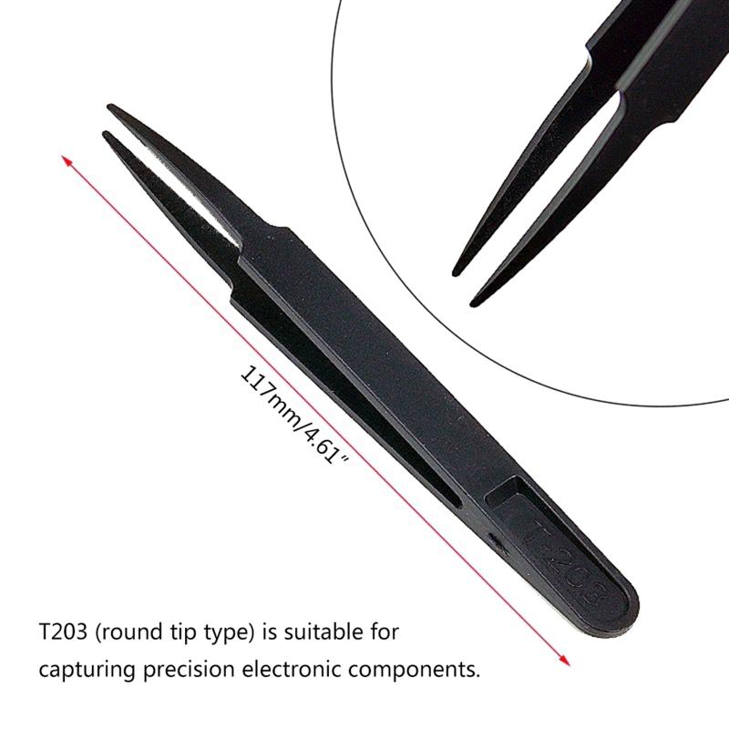 Precision Tweezers Set Premium Anti-Static Carbon Fiber ESD Tweezers Kit for Electronics Sodlering Jewelry Craft Lab