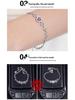 Zhenrong 925 Silver Heart Bracelet with Purple & White Diamonds