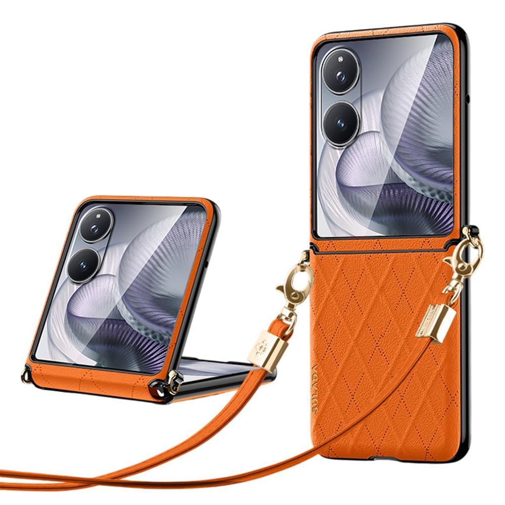 SULADA Pro Xiaomi Mix Flip 2 Pouzdro Kosočtvercové Kožené+PC Kryt na Telefon s Ramenním Popruhem