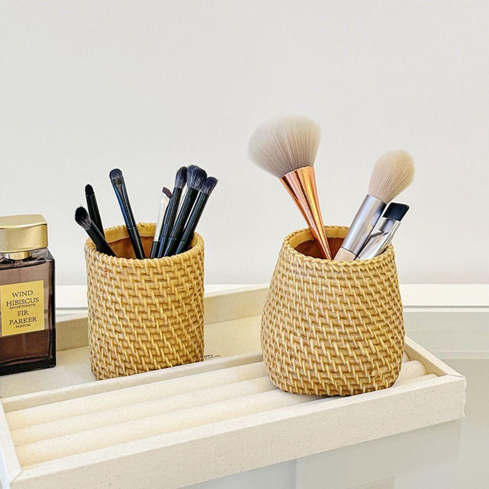 Simple Vine Pen Holder Stationery Storage Tableware Holder Rattan Pen Holder  Desk Accessories