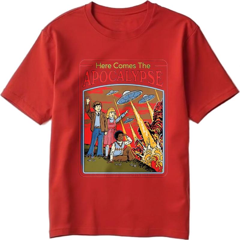 Men cotton tshirt Black summer For her t shirt Here Comes The Apocalypse Short Sleeve Soft O Neck Teeshirt Brand t shirt