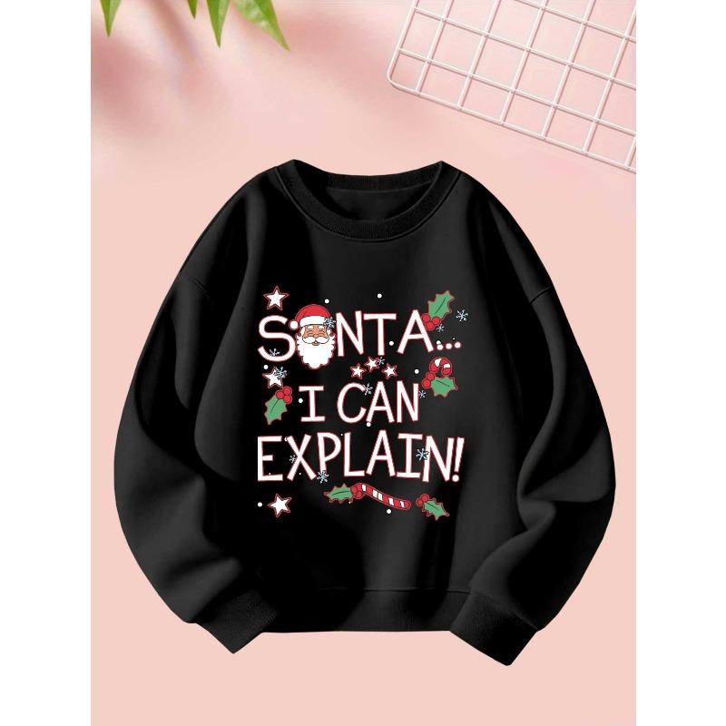 2025 9 29 Happy Holidays Girls Autumn And Winter Style Sweatshirt Featuring Unique Christmas Designs, Casual Long