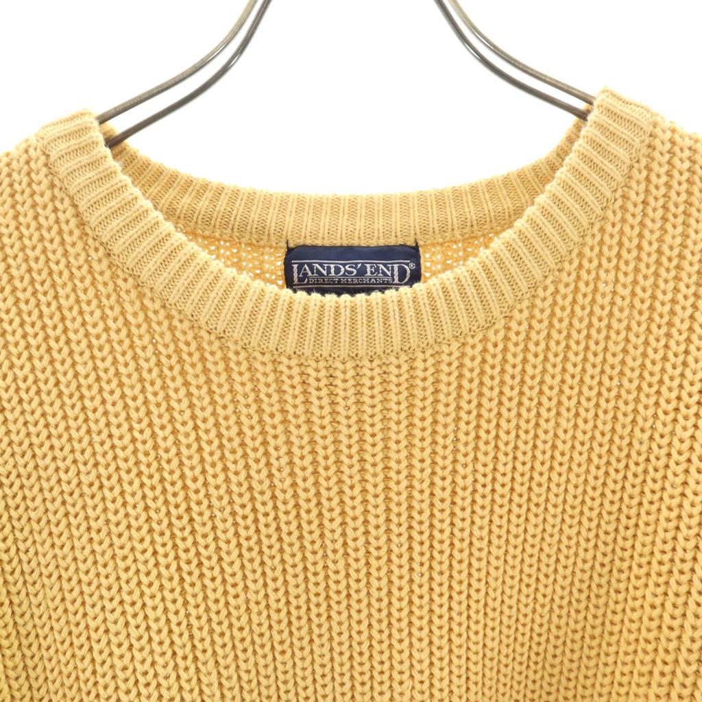 LANDS' END 90s Old Long Sleeve Sweater M Mustard Knit Women Used