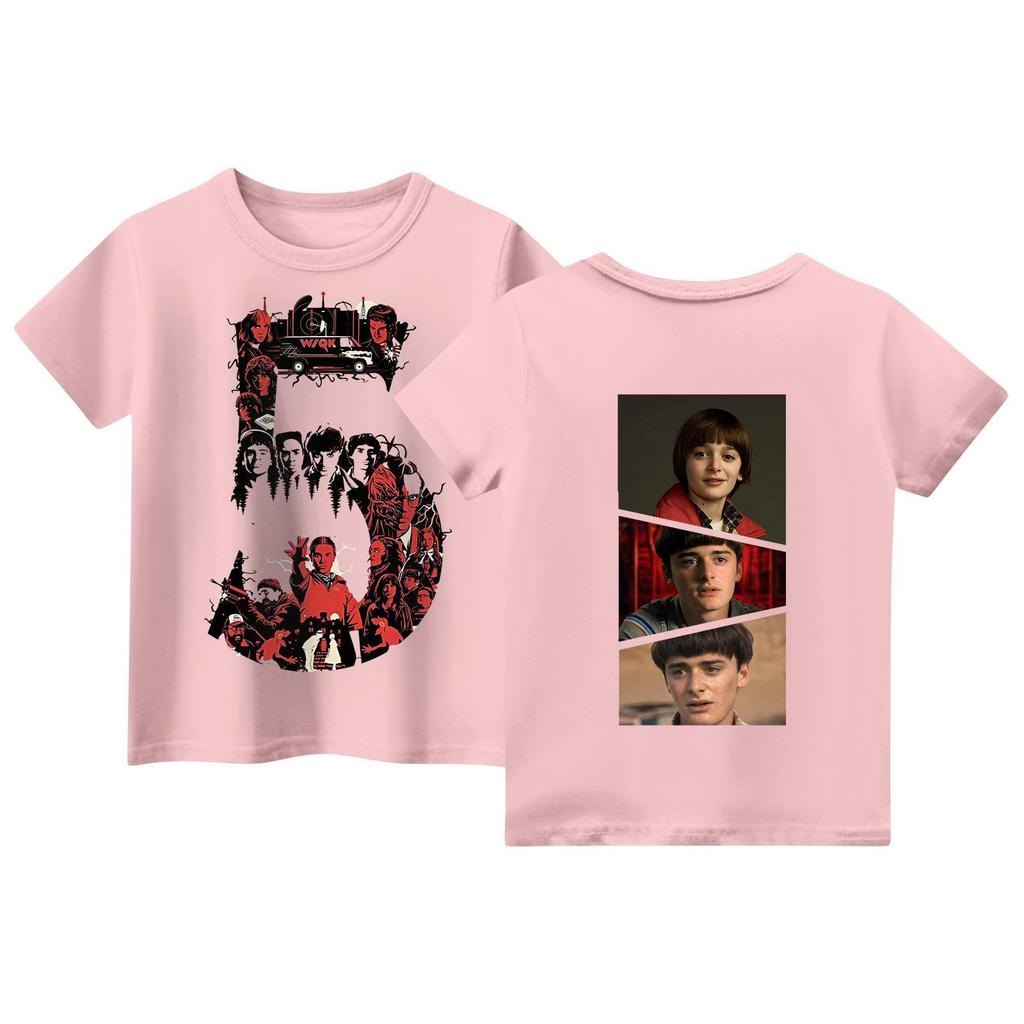 Laste lühikeste varrukatega topid, vabaaja trükiga T-särk, ümara kaelusega pulloverpluus